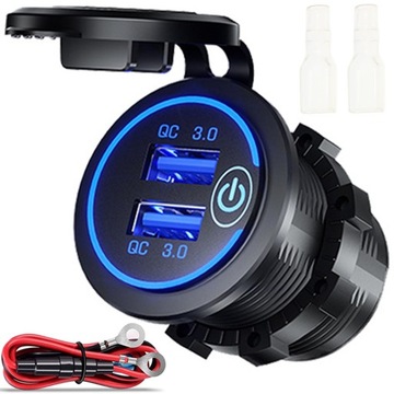 ДВОЙНОЕ АВТОМОБИЛЬНОЕ ЗАРЯДНОЕ УСТРОЙСТВО КРЕПЛЕНИЕ ПРИЖИГАЛА 2x USB QC 3.0