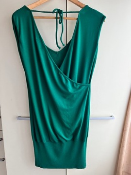 Bershka 36 38 zielona długa bluzka tunika mini sukienka twarz