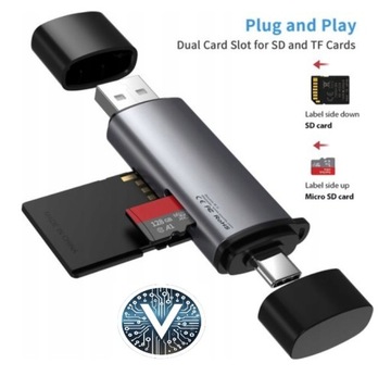 EVO Czytnik Kart SD USB 3.0 Adapter USB USB-C MICRO SD TF 5 Gb/s do 2 TB