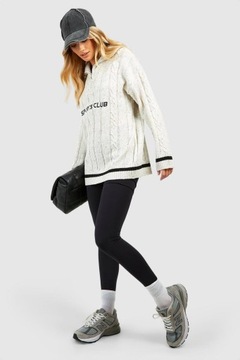 КЛАССИЧЕСКИЙ СВИТЕР ИЗ ШЕРСТИ Слоновой Кости, ДЛИННЫЙ РУКАВ, БРИТАНСКИЙ, УЗОР, BOOHOO WRITING M