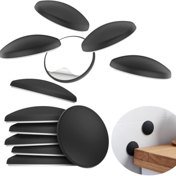 ODBOJNIK ODBÓJ KLAMKI DRZWI CZARNY SAMOPRZYLEPNY DO ŚCIAN OGRANICZNIK -12 x