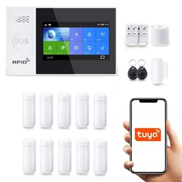 BEZPRZEWODOWY ALARM z LCD 4.3' GSM WiFi SMS TUYA SMART PO POLSKU