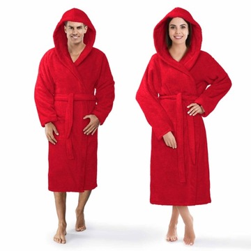 ХЛОПКОВЫЙ МУЖСКОЙ ХАЛАТ С КАПЮШОНОМ, КРАСНЫЙ, XXL