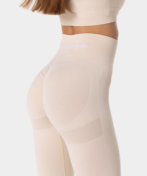 LEGGINSY BEŻOWE BEZSZWOWE FITNESS CARPATREE - M