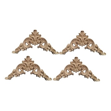 4x Rzeźbione w drewnie aplikacje Narożniki Nakładki Ozdobne listwy wykończeniowe 10 cm x 10 cm x 0,8 cm