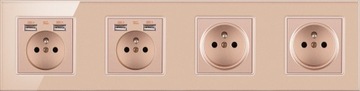 СТЕКЛЯННАЯ РОЗЕТКА ЧЕТЫРЕХРОЗЕТКА +4X USB-ЗАРЯДНОЕ УСТРОЙСТВО