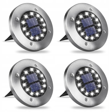 4x LAMPA SOLARNA LED OGRODOWA NAJAZDOWA GRUNTOWA DYSKI MOCNE LAMPY 12 LED