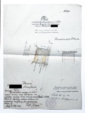 STARY DOKUMENT - PLAN BUDOWY DOMU, ŁUCK 1938