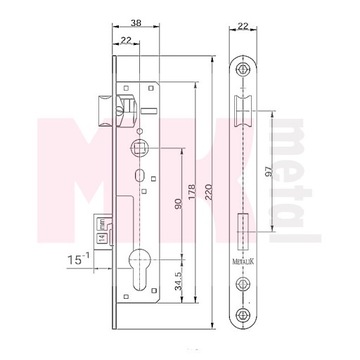 Замок для ворот ПРЕМИУМ комплект, ручка и ручка, замочная вставка