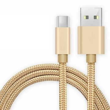 Kabel USB-C do USB Pleciony 2M złoty