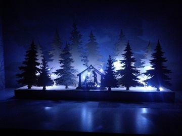 3D Рождественский вертеп с елками