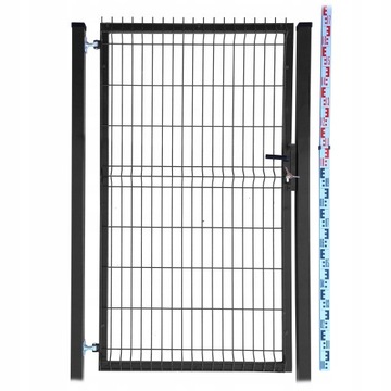 FURTKA 170cm czarna PANELOWA dwa SŁUPKI RAL9005 ogrodzeniowa 173cm