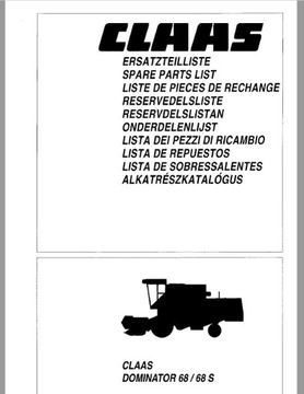 Katalog części kombajn CLAAS DOMINATOR 68 / 68 S