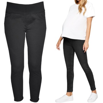 New Look Ciążowe Czarne Spodnie Jeansy Skinny Rurki Jeans Long 46