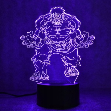 HULK 3D LED лампа USB/БАТАРЕЯ + ПУЛЬТ ДУ