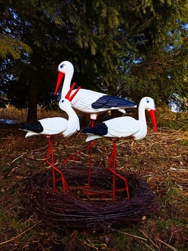 Декоративная садовая фигурка - 3 АИСТА + ГНЕЗДО