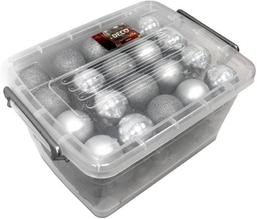 BOMBKI WOHAGA CHOINKOWE PLASTIKOWE SREBRNE 4-6 CM