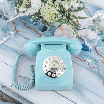 Гостевая книга на свадьбу, проводной телефон в винтажном стиле, синий цвет