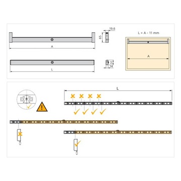 Светодиодная планка для гардероба POLUX 858MM, датчик EMUCA
