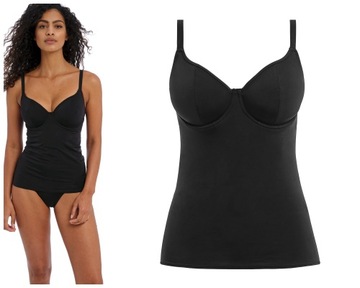 32FF / 70H Freya Jewel Cove plain black tankini koszulka kąpielowa