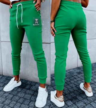 SPODNIE DRESOWE DAMSKIE ZE ŚCIĄGACZAMI JOGGERY DRESY MIŚ KOLORY