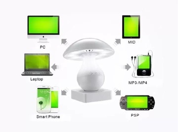 Мини-динамик Bluetooth со светодиодной подсветкой и радио, белый