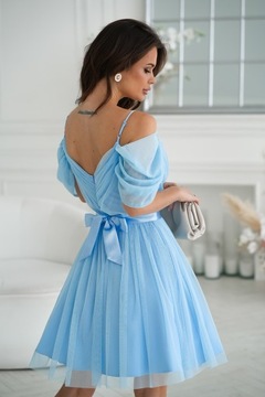 Laura- błękitna sukienka hiszpanka niebieska 38 M na wesele