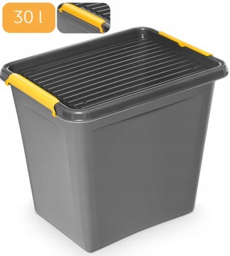 POJEMNIK PUDEŁKO ORGANIZER Z POKRYWĄ 30 L szary
