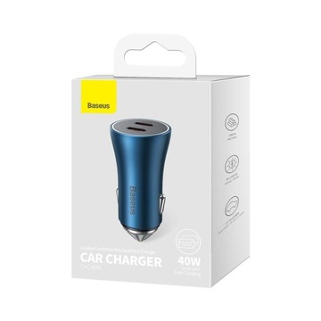 АВТОМОБИЛЬНОЕ ЗАРЯДНОЕ УСТРОЙСТВО BASEUS FAST, 2x USB-C, 40 ВТ, МОЩНОЕ ДЛЯ ЗАЖИГАЛКИ