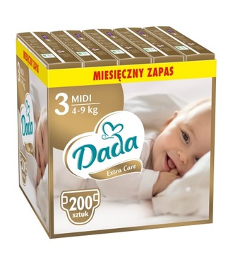 Pieluszki pieluchy Dada Extra Care Rozmiar 3 200szt.