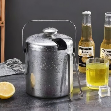 ВЕДРО ДЛЯ ЛЬДА ТЕРМОХОЛОДИЛЬНИК КОНТЕЙНЕР ДЛЯ ЛЬДА 1,3 Л С КРЫШКОЙ + ЩИПЦЫ