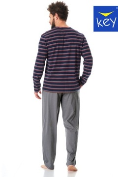 PIŻAMA MĘSKA MNS 038 B23 - GRANATOWY-SZARY, M KEY