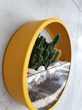 Металлический настенный цветочный горшок круг M BLACK