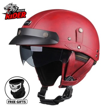 Кожаный мотоциклетный шлем Retro Capacete De Moto, мотоциклетный шлем для скутера