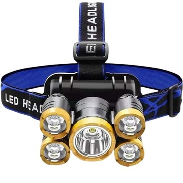 ФАРА ДЛЯ ГОЛОВЫ ФАР 5 X LED ZOOM CREE POWERFUL 4 РЕЖИМА АЛЮМИНИЙ