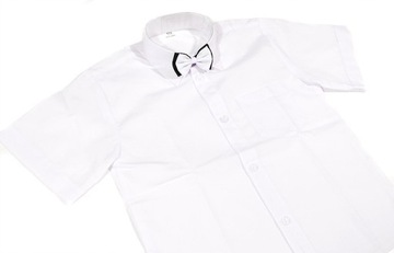 БЕЛАЯ РУБАШКА ДЛЯ МАЛЬЧИКОВ С КОРОТКИМИ РУКАВАМИ И ГАЛСТУКОМ-БАБОЧКОЙ 128