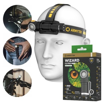 Latarka Czołowa Armytek Wizard C2 Pro Max 3720lm Black USB Warm