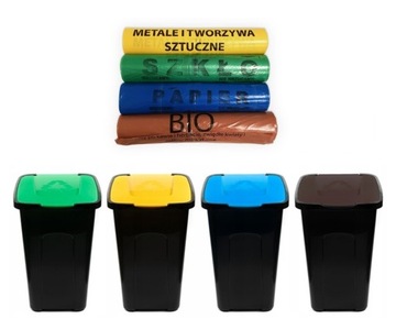 ZESTAW kosz SORT do segregacji odpadów 4x50l worki