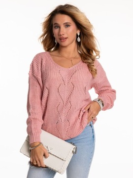 Świetny SWETER DAMSKI Splot Zygzak Dużo Kolorów