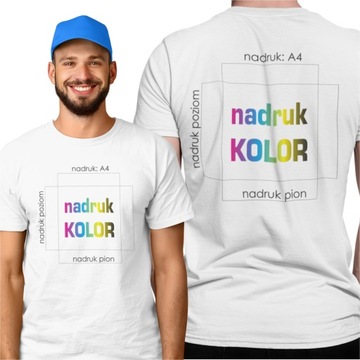 Koszulka BIAŁA z nadrukiem A4+A4 180g