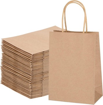 20x TORBA PAPIEROWA Z UCHWYTEM EKO KRAFT 21x16x8 cm TOREBKA PREZENTOWA
