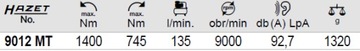 HAZET 9012 MT Пневматический гайковерт 1/2 удара. 1400 Нм
