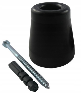 ODBOJNIK DO DRZWI BRAM GUMOWY STOŻEK OGRANICZNIK STOPER CZARNY ŚREDNI