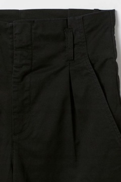 Bawełniane Spodnie z marszczoną talią z wiązanym paskiem H&M r.34