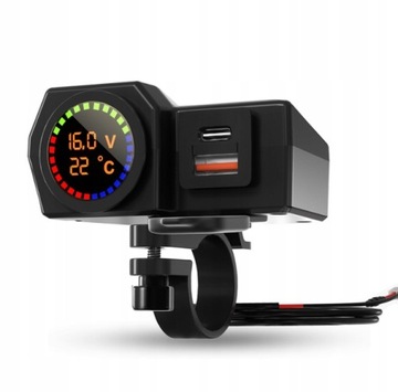 ЗАРЯДНОЕ УСТРОЙСТВО ДЛЯ МОТОЦИКЛА USB TYPE-C 12V ТЕМПЕРАТУРА