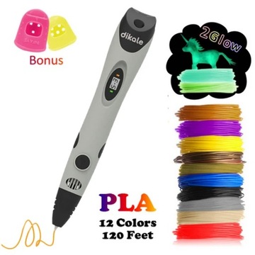 dikale Model 3D Pen 3D Printer Drawing Magic Printing Pens with 3M 12Color