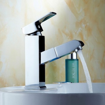 Смеситель для умывальника с выдвижным изливом, хром