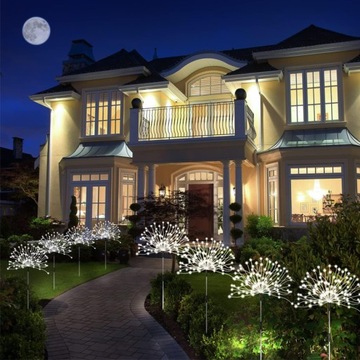 4 шт. СОЛНЕЧНЫЕ САДОВЫЕ ОГНИ Одуванчик ДЕРЕВО ФЕЙЕРВЕРК УКРАШЕНИЕ 480 светодиодов