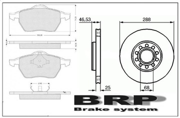 Диски + Колодки Передние Audi A4 B5 B6 B7,A6 C5,VW Passat B5 B5 FL (288мм.)