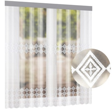 FIRANY MARKIZETA HAFT GOTOWA FIRANA HAFTOWANA BIAŁA 400x230 do SALONU